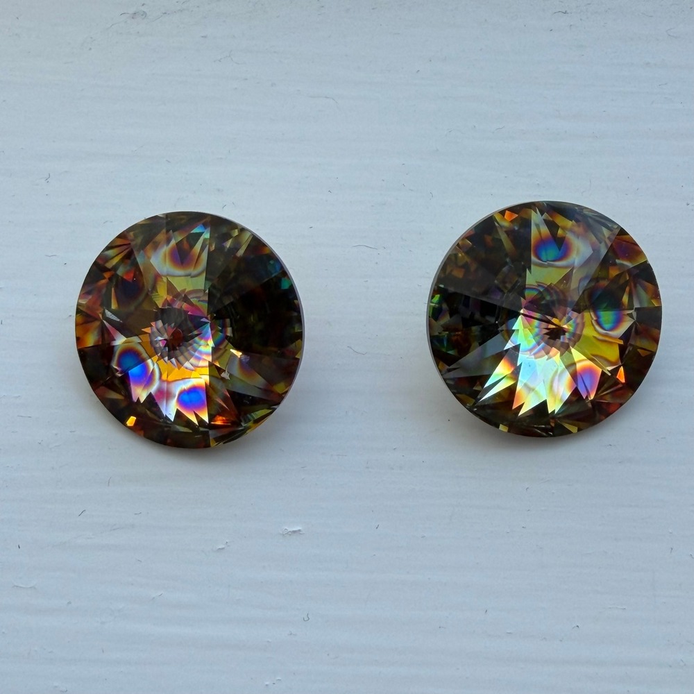 New Lot of 2 Crystal Rivoli Rhinestones 18mm Iridescent Faceted Stones‎